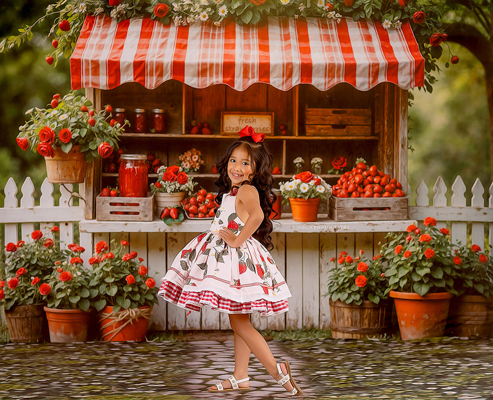 Sweet Strawberry Stand (sweep options) - HSD Photography Backdrops