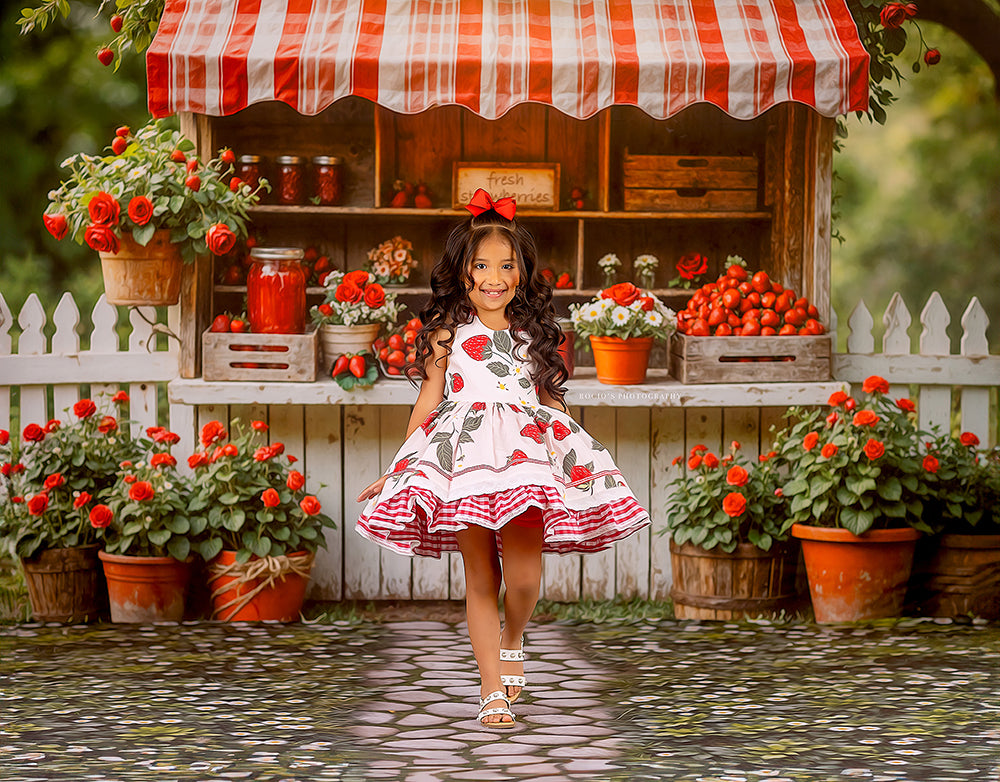 Sweet Strawberry Stand (sweep options) - HSD Photography Backdrops