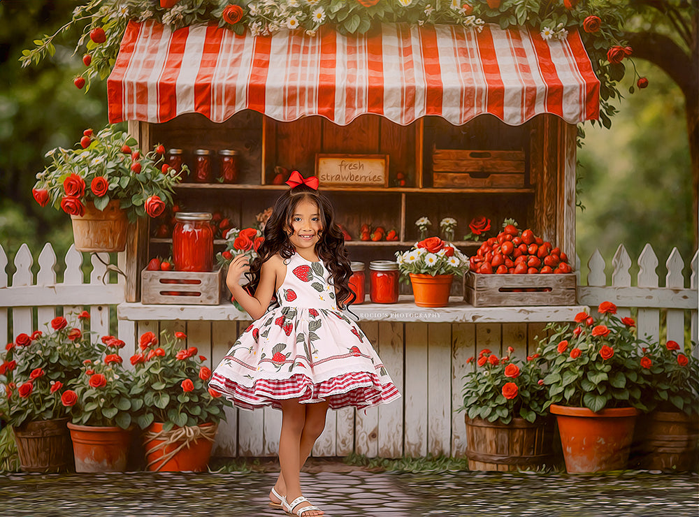 Sweet Strawberry Stand (sweep options) - HSD Photography Backdrops