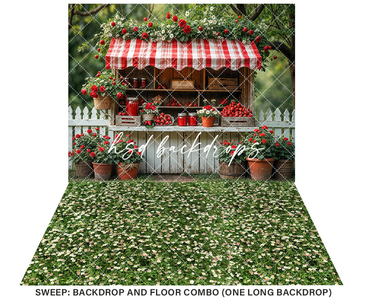 Sweet Strawberry Stand (sweep options) - HSD Photography Backdrops