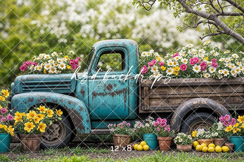 Blooming Vintage Truck (step options) - HSD Photography Backdrops