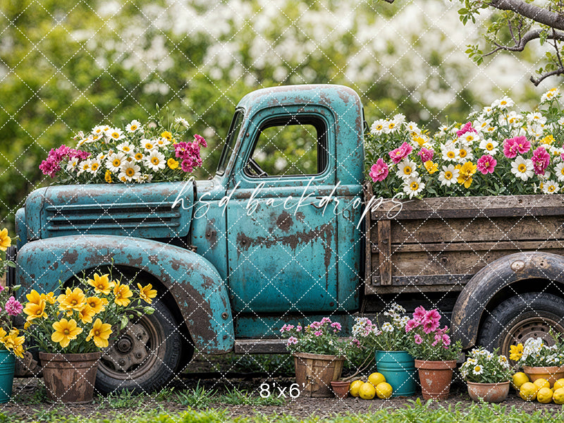 Blooming Vintage Truck (step options) - HSD Photography Backdrops