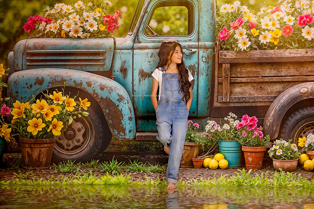 Blooming Vintage Truck (step options) - HSD Photography Backdrops