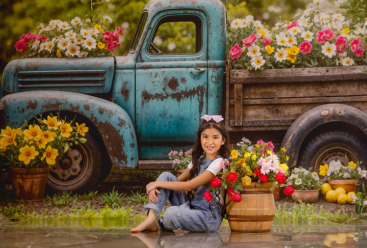 Blooming Vintage Truck (step options) - HSD Photography Backdrops