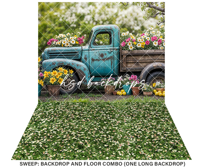 Blooming Vintage Truck (step options) - HSD Photography Backdrops