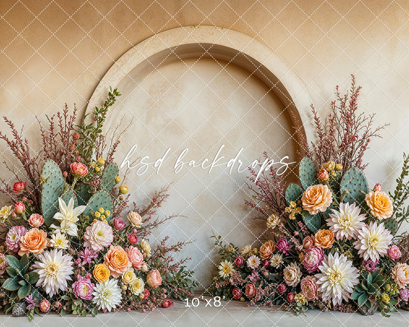 Prickly Pear Cactus Arched Wall (sweep options) - HSD Photography Backdrops