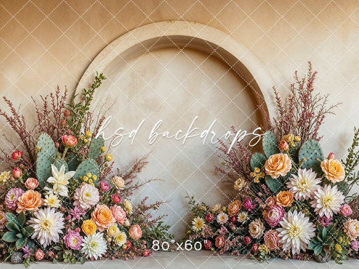 Prickly Pear Cactus Arched Wall (sweep options) - HSD Photography Backdrops