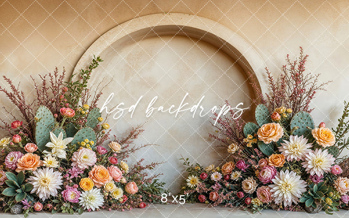 Prickly Pear Cactus Arched Wall (sweep options) - HSD Photography Backdrops