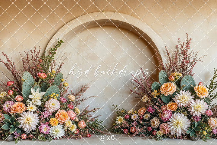 Prickly Pear Cactus Arched Wall (sweep options) - HSD Photography Backdrops