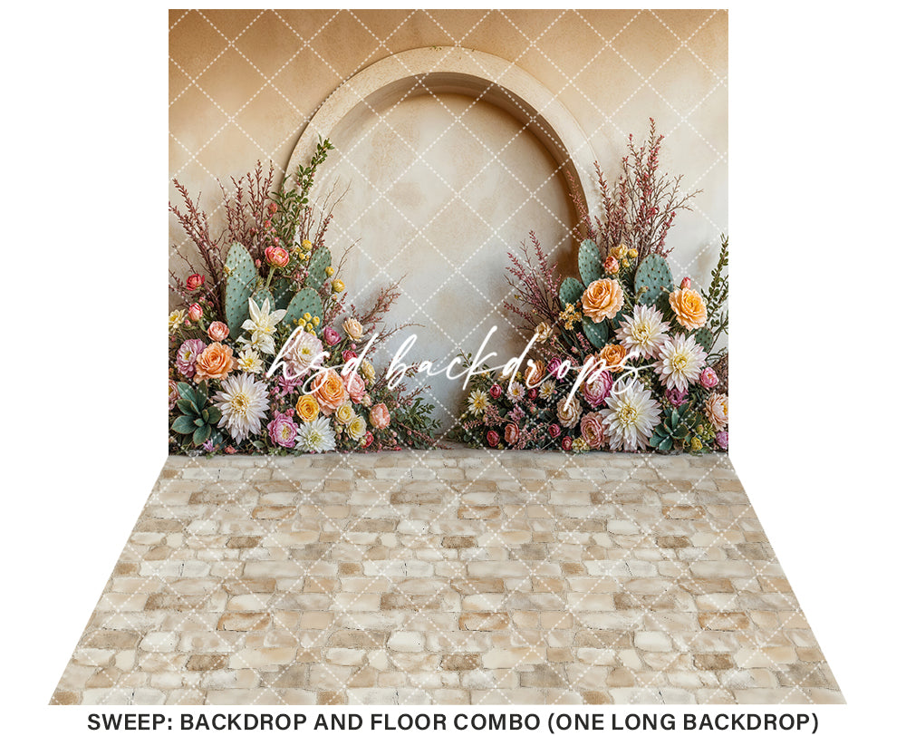 Prickly Pear Cactus Arched Wall (sweep options) - HSD Photography Backdrops