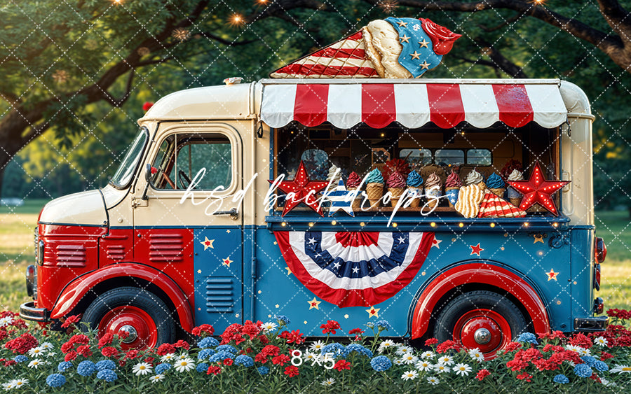 4th of July Ice Cream Truck (sweep options) - HSD Photography Backdrops