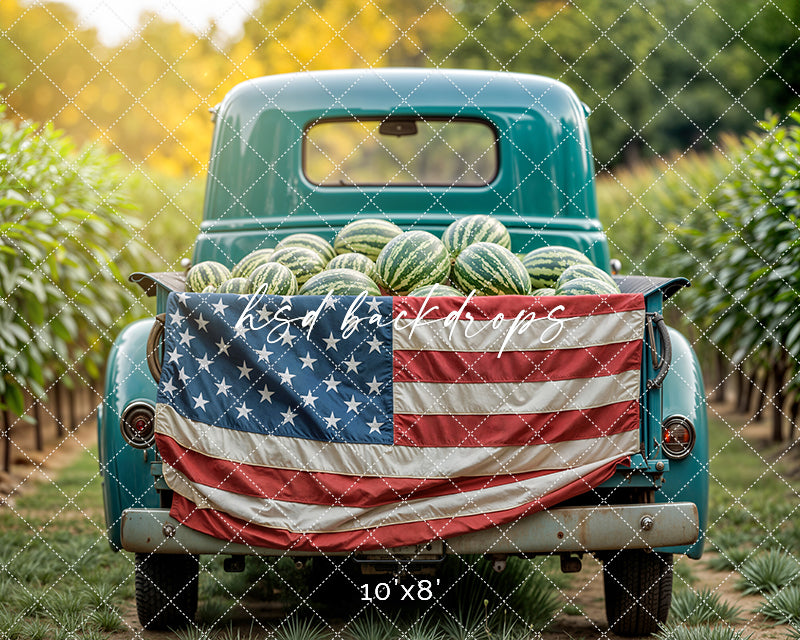 Patriotic Watermelon Truck (sweep options) - HSD Photography Backdrops