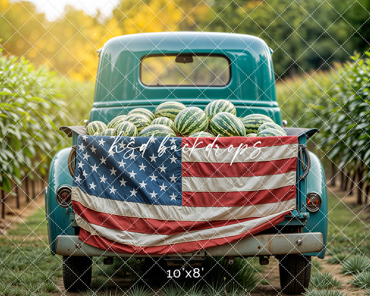 Patriotic Watermelon Truck (sweep options) - HSD Photography Backdrops
