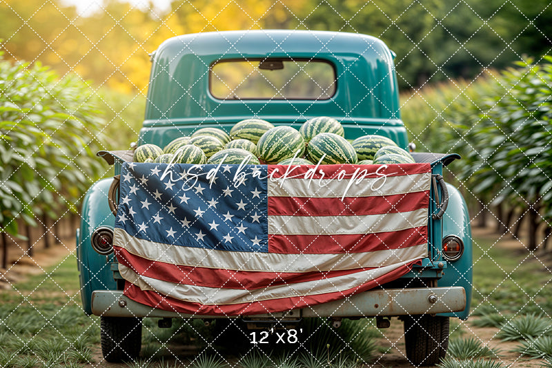 Patriotic Watermelon Truck (sweep options) - HSD Photography Backdrops