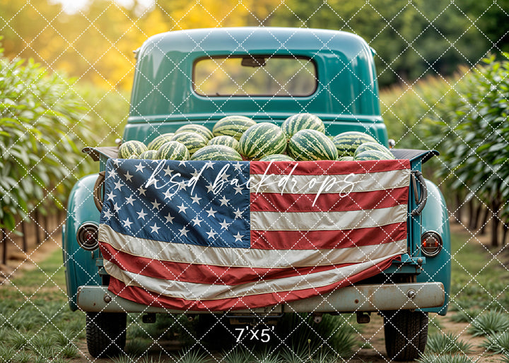 Patriotic Watermelon Truck (sweep options) - HSD Photography Backdrops