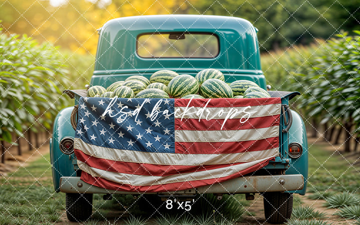 Patriotic Watermelon Truck (sweep options) - HSD Photography Backdrops
