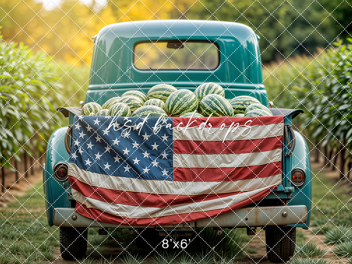 Patriotic Watermelon Truck (sweep options) - HSD Photography Backdrops