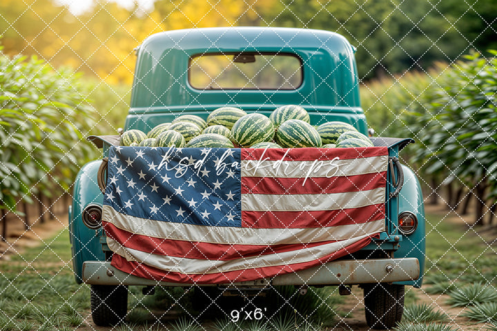 Patriotic Watermelon Truck (sweep options) - HSD Photography Backdrops