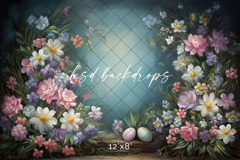 Arched Easter Flowers - HSD Photography Backdrops