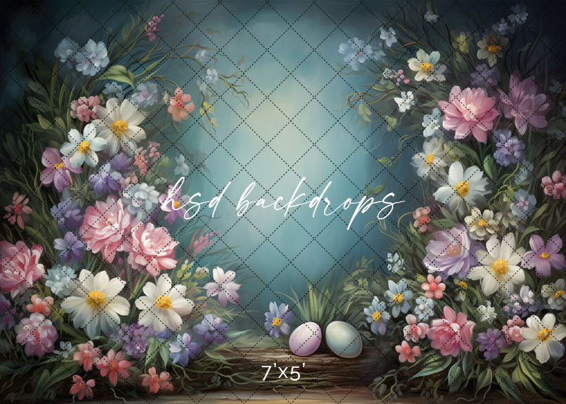 Arched Easter Flowers - HSD Photography Backdrops