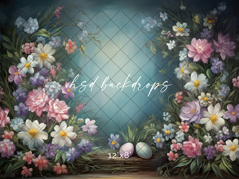Arched Easter Flowers - HSD Photography Backdrops