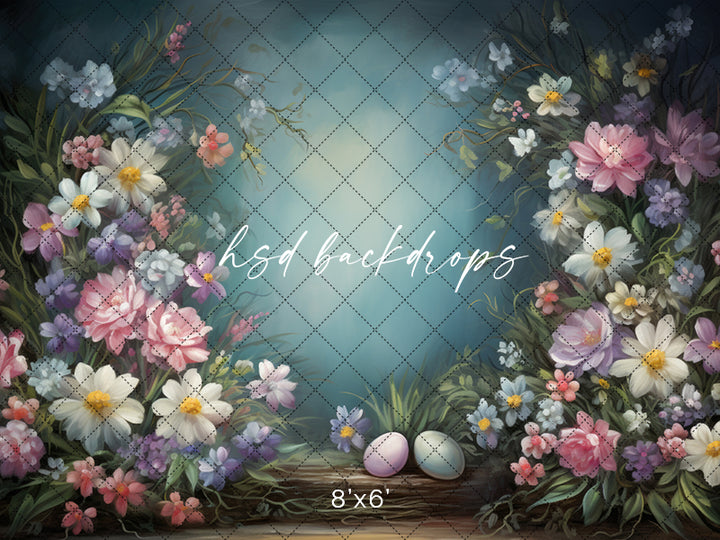 Arched Easter Flowers - HSD Photography Backdrops