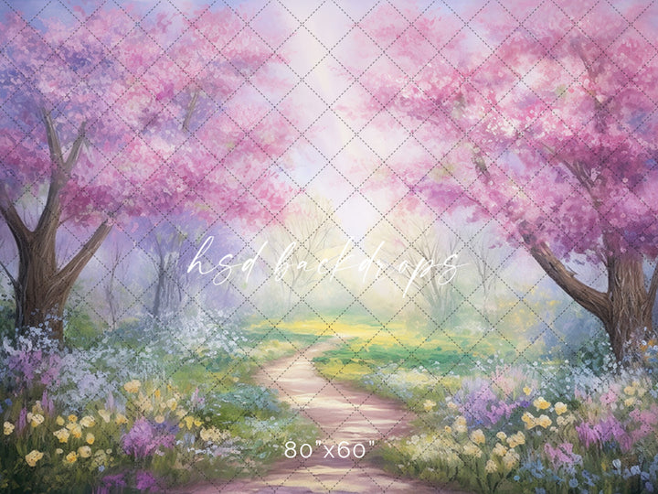 Spring Theme Backdrop for Photography | Spring Blossoms PathwaySpring Theme Backdrop for Photography | Spring Blossoms Pathway