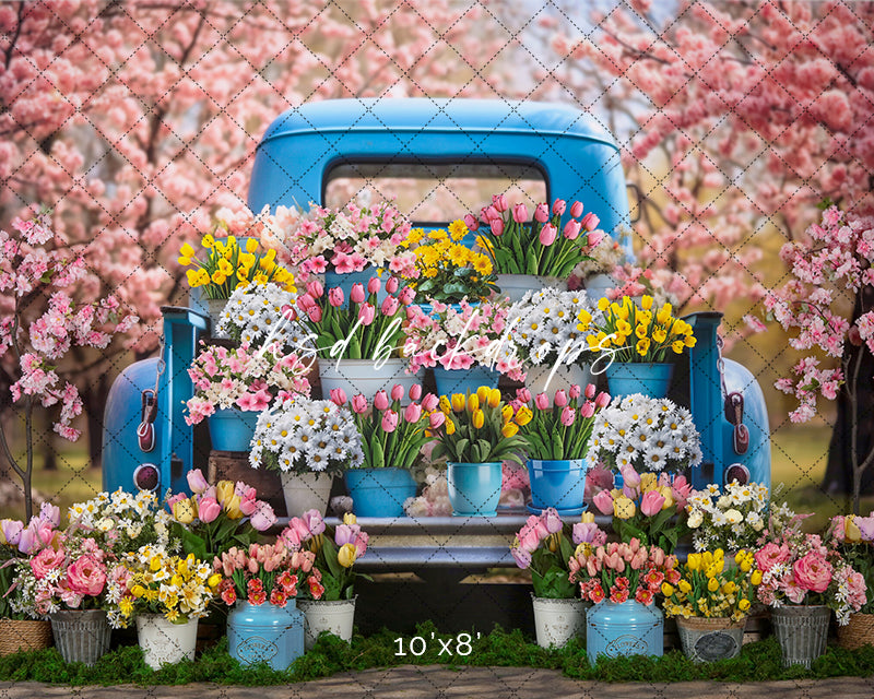 Spring Flower Truck (sweep options) - HSD Photography Backdrops