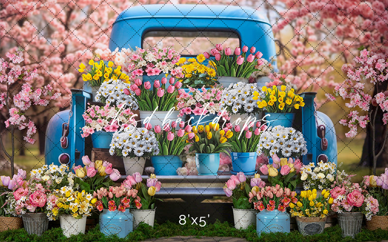 Spring Flower Truck (sweep options) - HSD Photography Backdrops