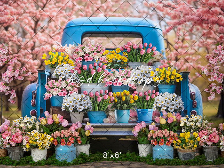 Spring Flower Truck (sweep options) - HSD Photography Backdrops