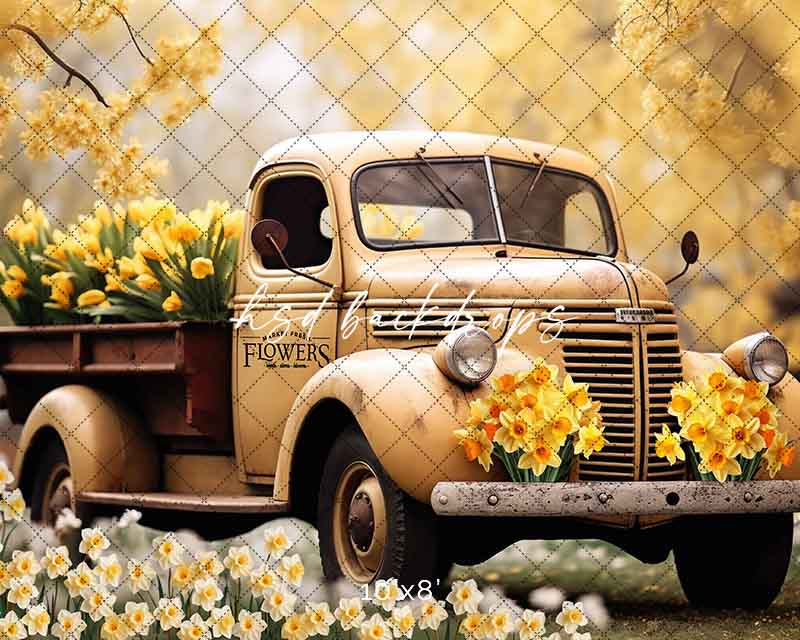 Vintage Yellow Truck (sweep options) - HSD Photography Backdrops