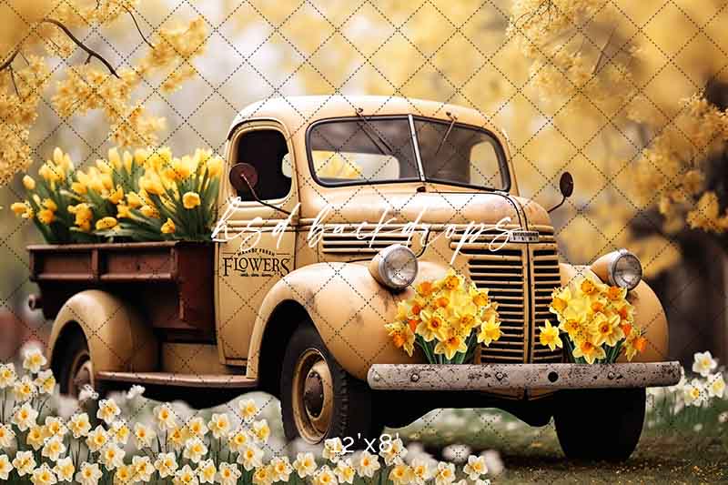 Vintage Yellow Truck (sweep options) - HSD Photography Backdrops