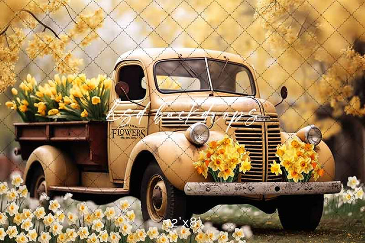 Vintage Yellow Truck (sweep options) - HSD Photography Backdrops