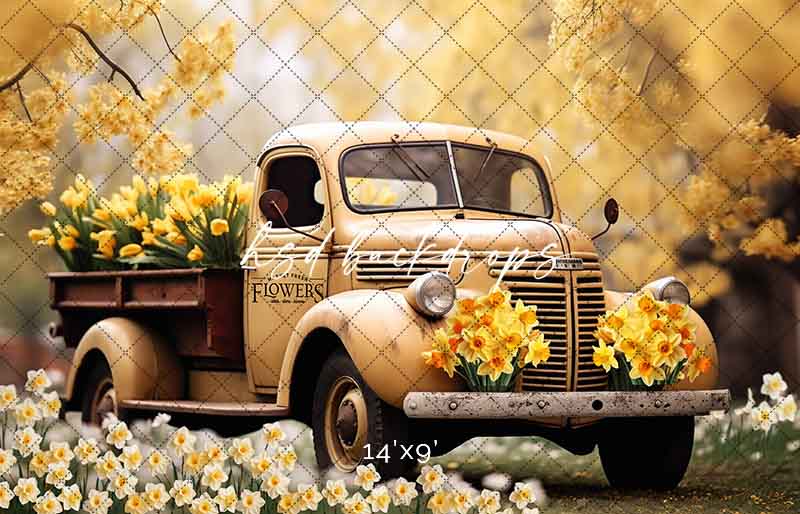 Vintage Yellow Truck (sweep options) - HSD Photography Backdrops