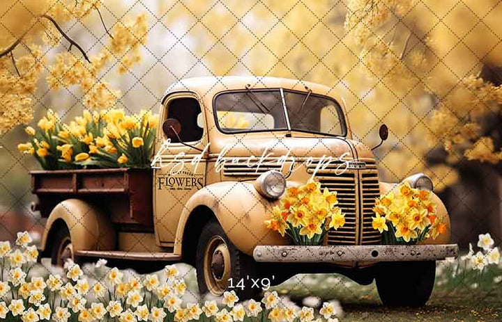 Vintage Yellow Truck (sweep options) - HSD Photography Backdrops