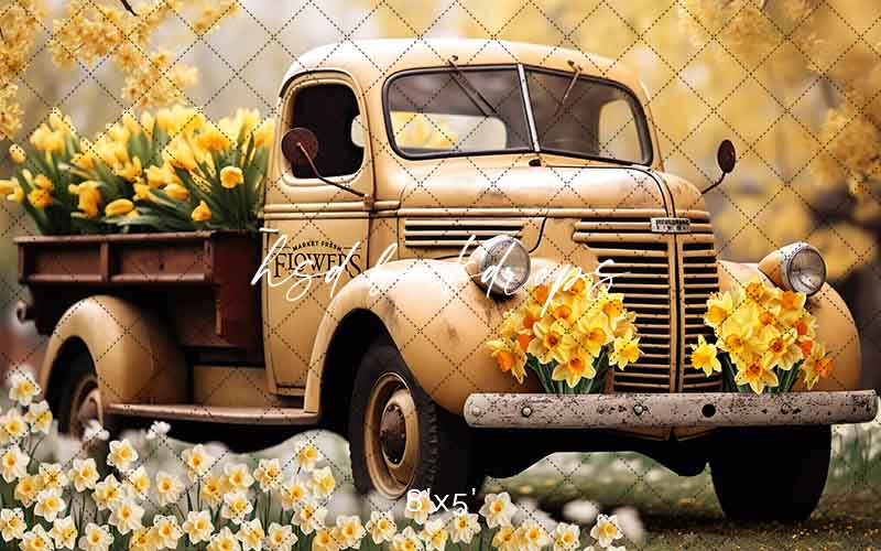 Vintage Yellow Truck (sweep options) - HSD Photography Backdrops