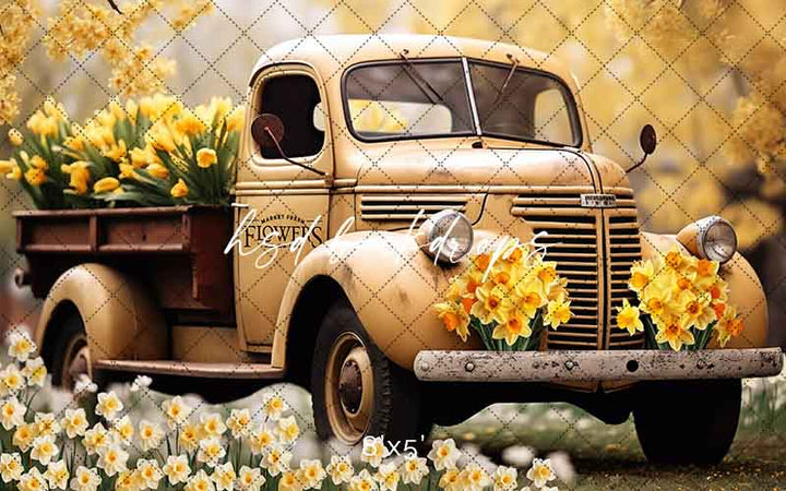 Vintage Yellow Truck (sweep options) - HSD Photography Backdrops