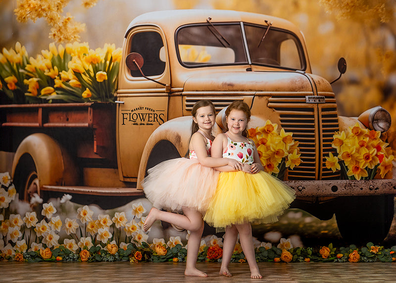 Vintage Yellow Truck (sweep options) - HSD Photography Backdrops