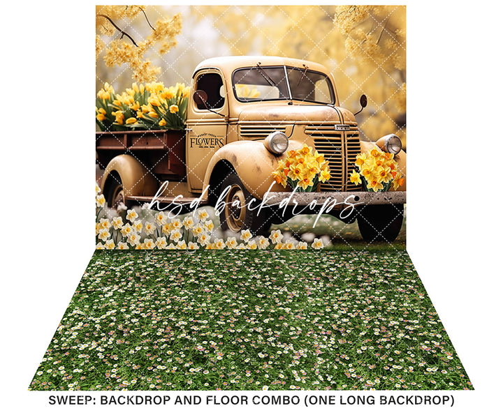 Vintage Yellow Truck (sweep options) - HSD Photography Backdrops