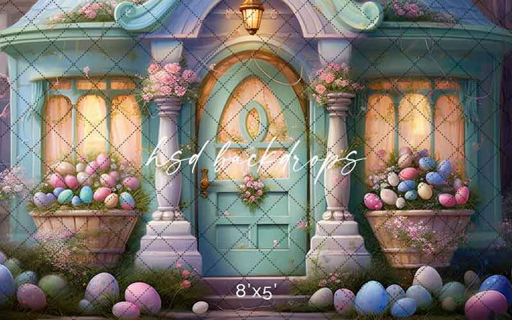 Pastel Easter House (sweep options) - HSD Photography Backdrops
