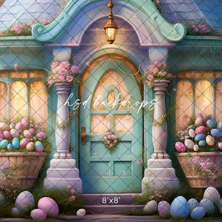 Pastel Easter House (sweep options) - HSD Photography Backdrops