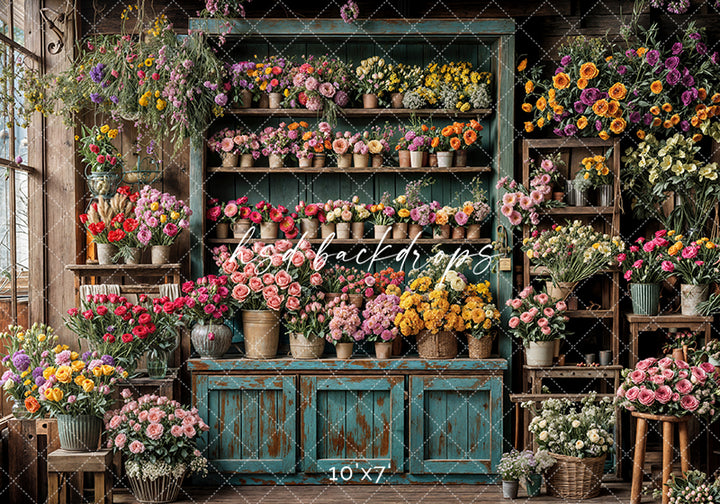 Spring Flower Shop Wall - HSD Photography Backdrops