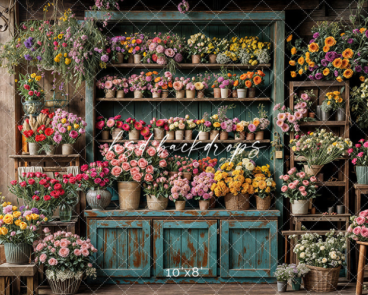 Spring Flower Shop Wall - HSD Photography Backdrops