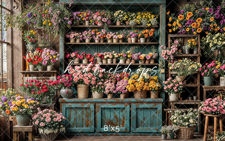 Spring Flower Shop Wall - HSD Photography Backdrops