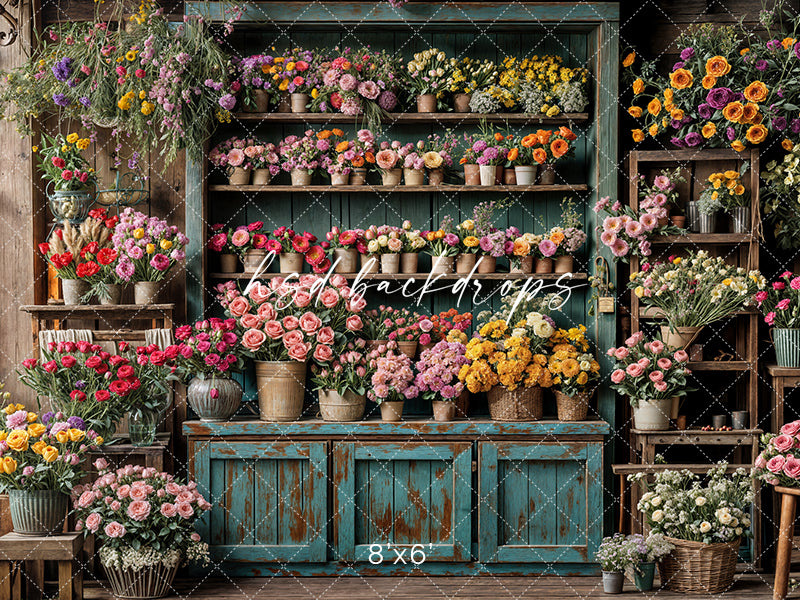 Spring Flower Shop Wall - HSD Photography Backdrops