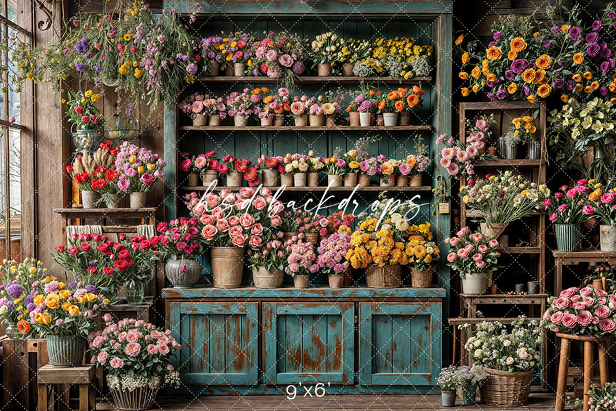 Spring Flower Shop Wall - HSD Photography Backdrops