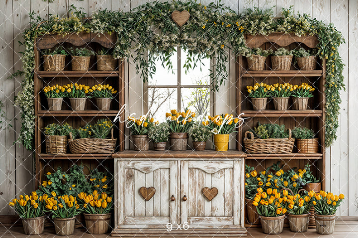 Yellow Tulips Hutch - HSD Photography Backdrops