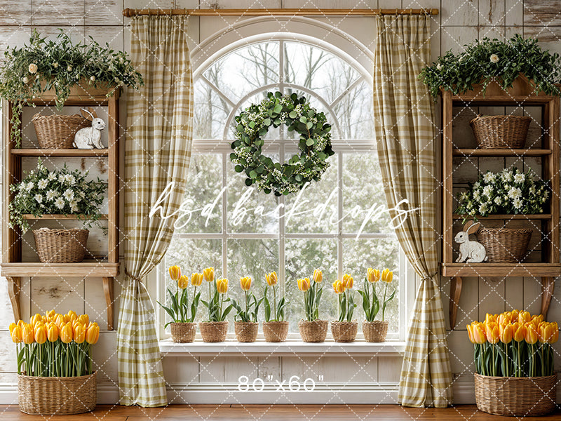 Yellow Tulips Window - HSD Photography Backdrops