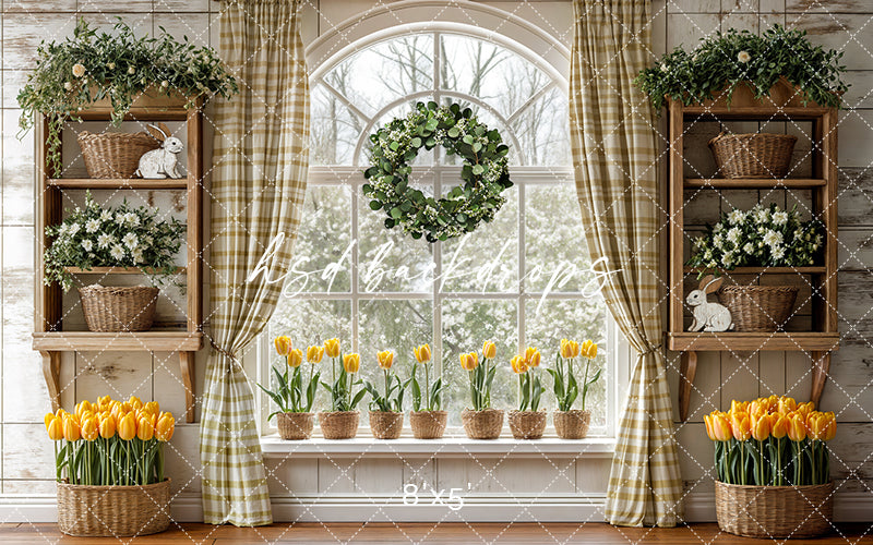 Yellow Tulips Window - HSD Photography Backdrops