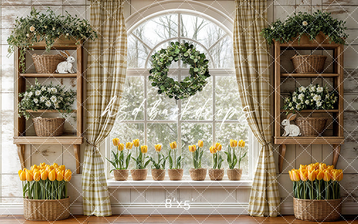 Yellow Tulips Window - HSD Photography Backdrops